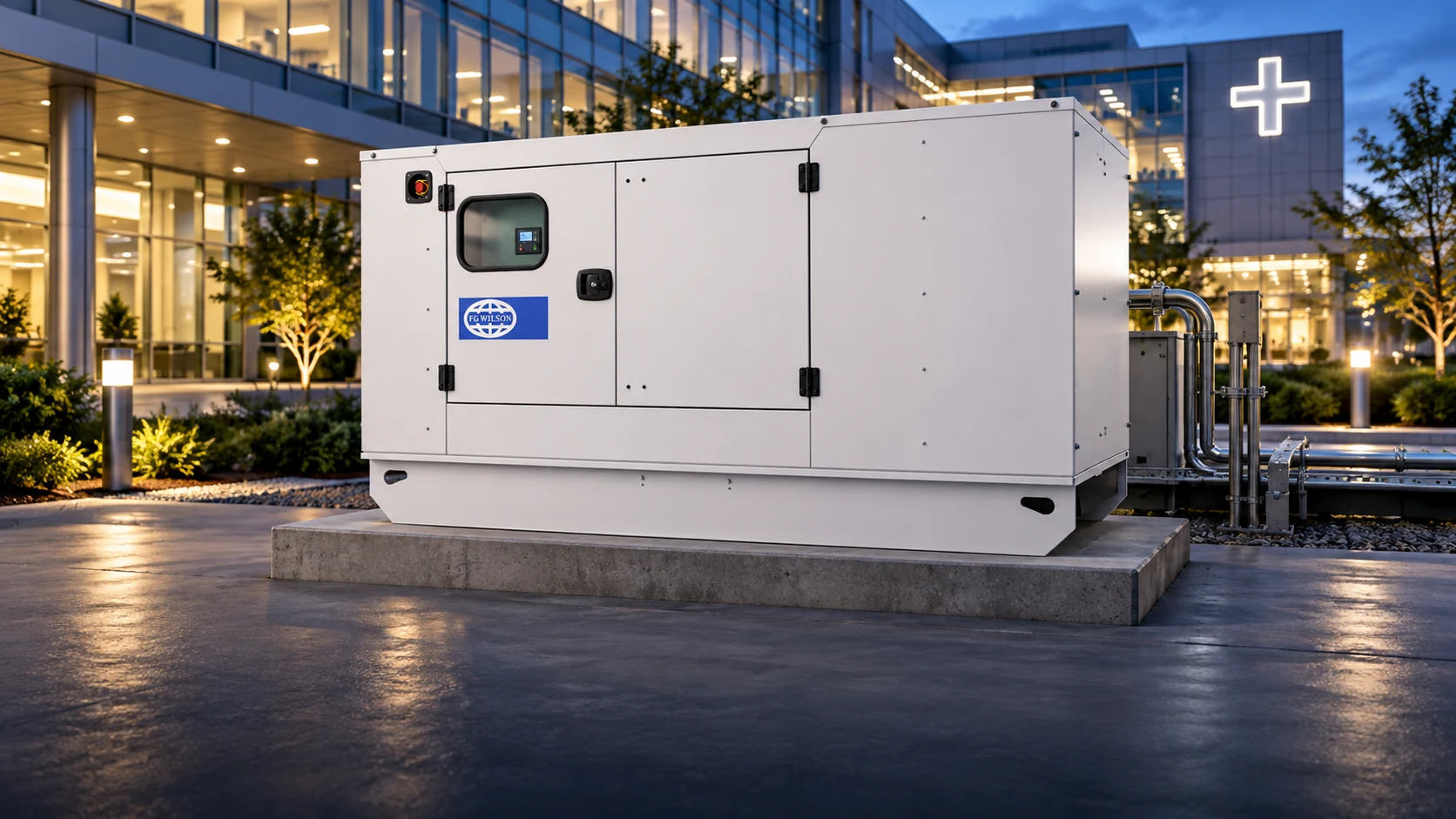 FG Wilson diesel generator in an illustrative facility setting
